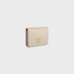 TRIOMPHE COMPACT WALLET IN SHINY CALFSKIN LIGHT STONE - Image 2